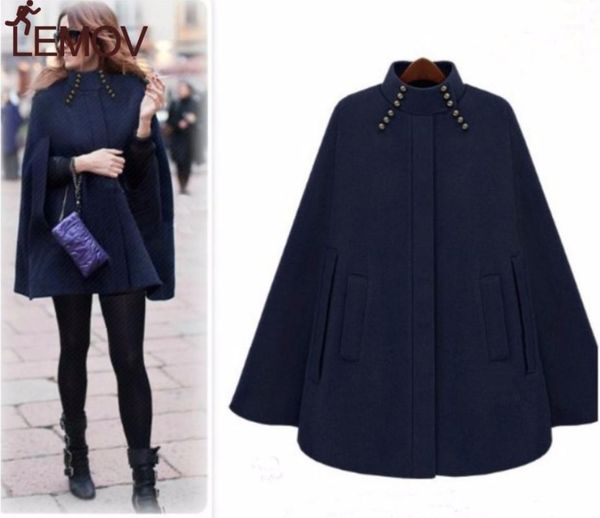 women's wool & blends woman winter turtleneck sleeve long cape england style vintage woolen coats loose high street luxury, Black
women's wool & blends woman winter turtleneck sleeve long cape england style vintage woolen coats loose high street luxury, Black