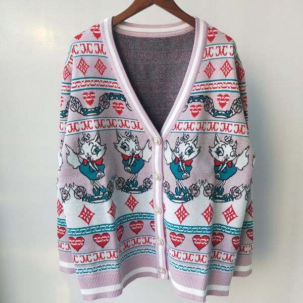 1226 2022 milan style spring summer brand same style sweater print long sleeve v new button cardigan women clothes qianli, White;black
1226 2022 milan style spring summer brand same style sweater print long sleeve v new button cardigan women clothes qianli, White;black