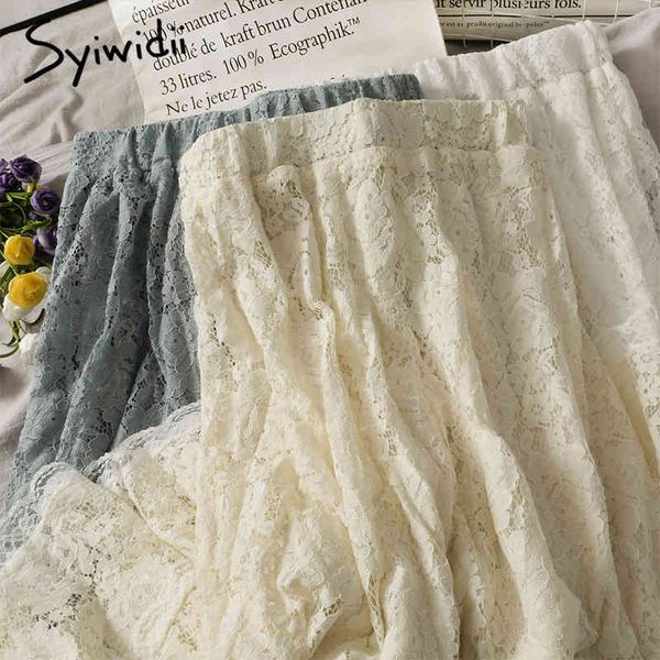 lace spliced elastic high waist skirt women mid-calf casual a-line black spring summer korean fashion skirts 210415
lace spliced elastic high waist skirt women mid-calf casual a-line black spring summer korean fashion skirts 210415