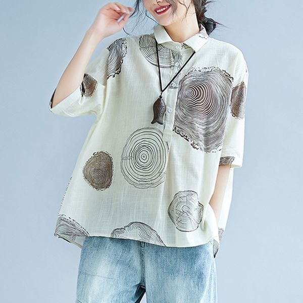 women cotton linen casual shirts new arrival summer arts style vintage print turn-down collar loose female s3127 210412, White
women cotton linen casual shirts new arrival summer arts style vintage print turn-down collar loose female s3127 210412, White