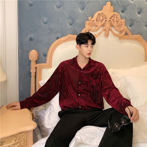 men's casual shirts male vintage fashion streetwear hip hop party dress shirt men long sleeve velvet loose stripe business, White;black
men's casual shirts male vintage fashion streetwear hip hop party dress shirt men long sleeve velvet loose stripe business, White;black