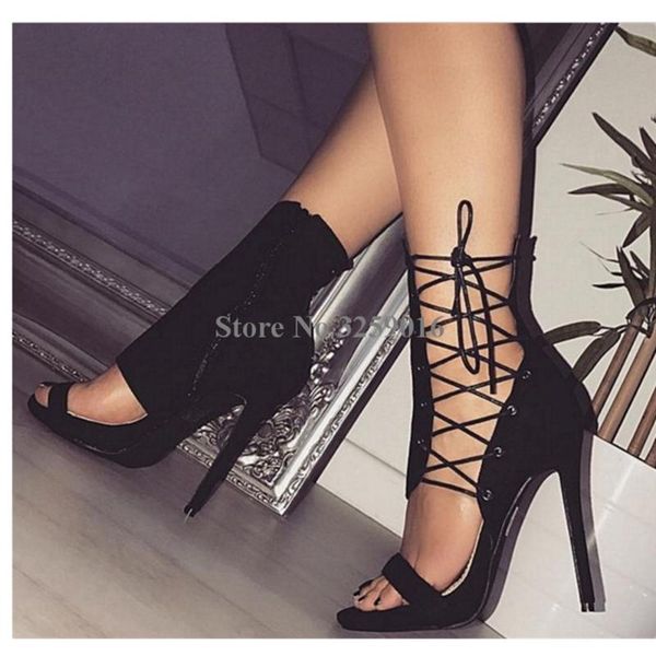 sandals open toe snake leather side lace-up gladiator design women fashion cut-out stiletto heel high, Black
sandals open toe snake leather side lace-up gladiator design women fashion cut-out stiletto heel high, Black