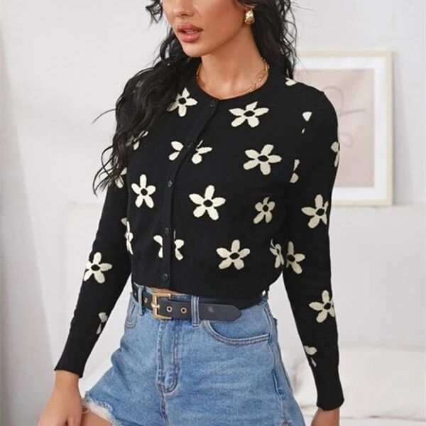 women's knits & tees hirigin 2021 women short knit cardigan adults button-down embroidered flower print long sleeve round neck sweater, White
women's knits & tees hirigin 2021 women short knit cardigan adults button-down embroidered flower print long sleeve round neck sweater, White