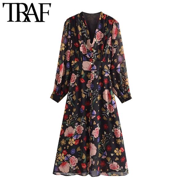 traf women chic fashion floral print chiffon midi dress vintage long sleeve with lining female dresses vestidos mujer 210415, Black;gray
traf women chic fashion floral print chiffon midi dress vintage long sleeve with lining female dresses vestidos mujer 210415, Black;gray