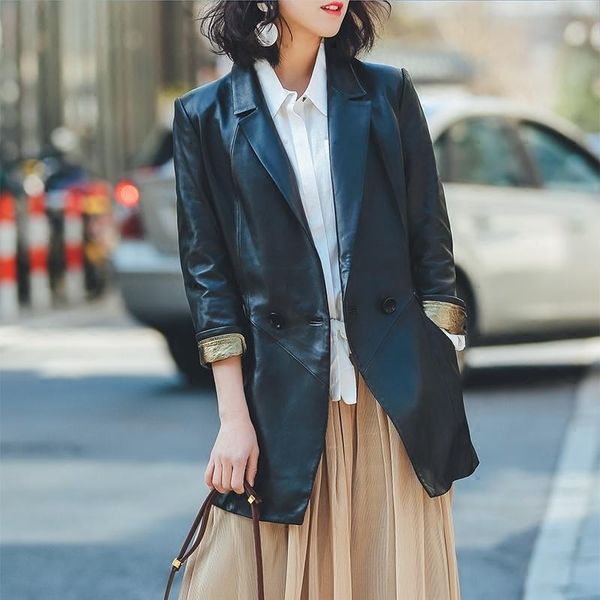 women's leather & faux genuine jacket autumn winter coat women clothes 2021 real fur female sheepskin windbreaker abrigo mujer 1615, Black
women's leather & faux genuine jacket autumn winter coat women clothes 2021 real fur female sheepskin windbreaker abrigo mujer 1615, Black