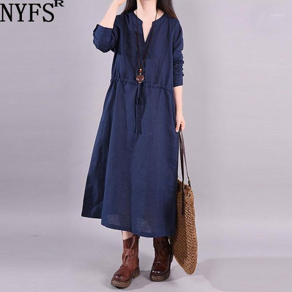 autumn woman dress vintage loose cotton linen long pure color vestido de mujer robe casual dresses, Black;gray
autumn woman dress vintage loose cotton linen long pure color vestido de mujer robe casual dresses, Black;gray
