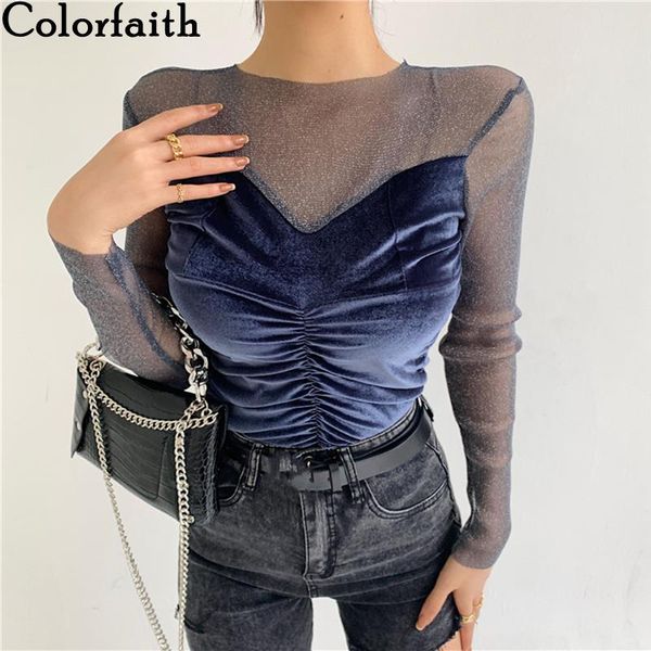 women's blouses & shirts colorfaith y2k 2021 women spring autumn elegant korean style velvet lady fashionable tulle bl30271, White
women's blouses & shirts colorfaith y2k 2021 women spring autumn elegant korean style velvet lady fashionable tulle bl30271, White