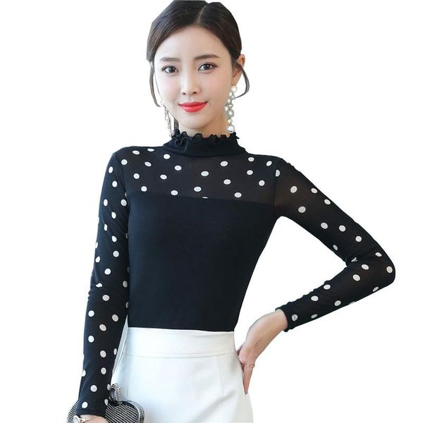 women's t-shirt women black mesh shoulder fitted slim t shirt long sleeved bottoming legant office lady tshirt xz582, White
women's t-shirt women black mesh shoulder fitted slim t shirt long sleeved bottoming legant office lady tshirt xz582, White