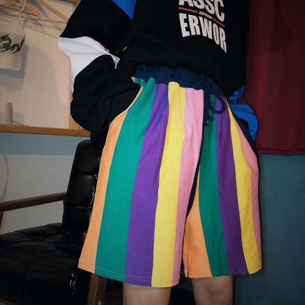 women's shorts leisure men's and summer short of 2021 original high waist rainbow striped tight straight, White;black
women's shorts leisure men's and summer short of 2021 original high waist rainbow striped tight straight, White;black