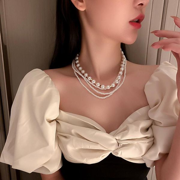 chains korean version east gate fashion multi - layer pearl necklace clavicle chain neck exaggerated individual character ite, Silver
chains korean version east gate fashion multi - layer pearl necklace clavicle chain neck exaggerated individual character ite, Silver