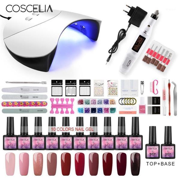 uv led lamp dryer manicure set nail with gel polish soak off electric drill machine art tools1