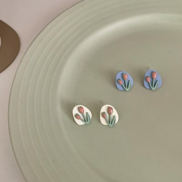 stud s925 summer tulip earrings 2021 trendy ear clip without pierced girl classic simple, Golden;silver 
stud s925 summer tulip earrings 2021 trendy ear clip without pierced girl classic simple, Golden;silver
