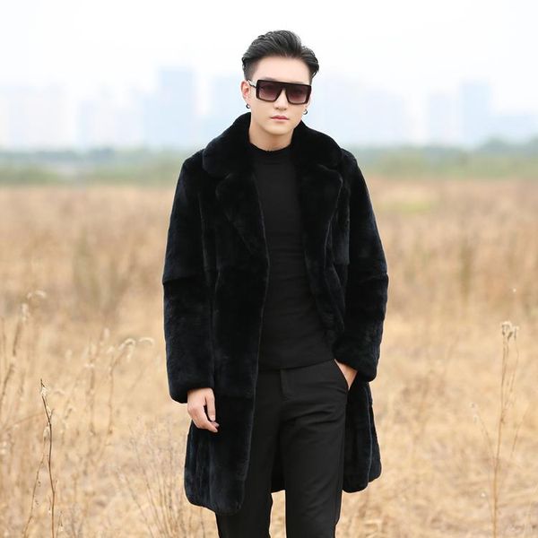 men's leather & faux real genunie natural rex fur coat english-collar long fashion jacket warm winter custom any size, Black
men's leather & faux real genunie natural rex fur coat english-collar long fashion jacket warm winter custom any size, Black