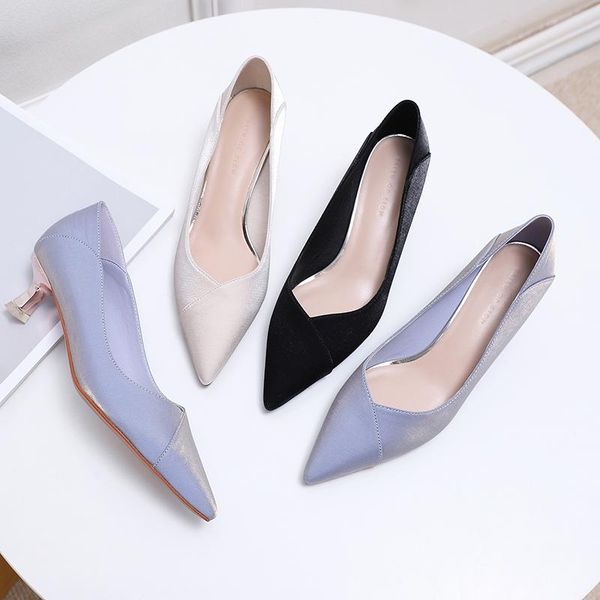 spring women shoes high heel silk quality brand design point toe soft comfortable wedding heels 4.5cm dress, Black
spring women shoes high heel silk quality brand design point toe soft comfortable wedding heels 4.5cm dress, Black