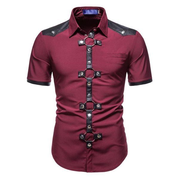men's casual shirts vintage solid shirt male hip hop strretwear mens blouse with leather button-down design lapel short-sleeved #4, White;black
men's casual shirts vintage solid shirt male hip hop strretwear mens blouse with leather button-down design lapel short-sleeved #4, White;black