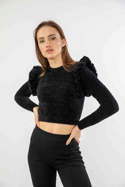 women's sweaters women plush sweater short size ladies long sleeve shoulder details 3cko, White;black
women's sweaters women plush sweater short size ladies long sleeve shoulder details 3cko, White;black