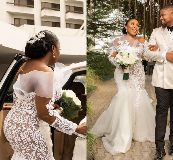 floral lace mermaid wedding dresses sheer neck bridal gown long sleeve vestido de novia ruched garden custom made african plus size, White
floral lace mermaid wedding dresses sheer neck bridal gown long sleeve vestido de novia ruched garden custom made african plus size, White