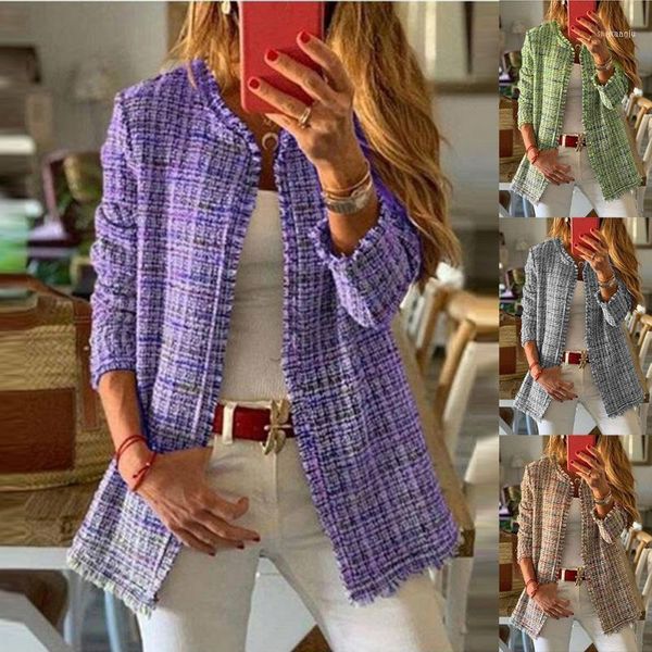 women fashion round neck long sleeve plaid jacket loose outerwear chic 2021 autumn winter casual ladies coat streetwear, Black;brown
women fashion round neck long sleeve plaid jacket loose outerwear chic 2021 autumn winter casual ladies coat streetwear, Black;brown