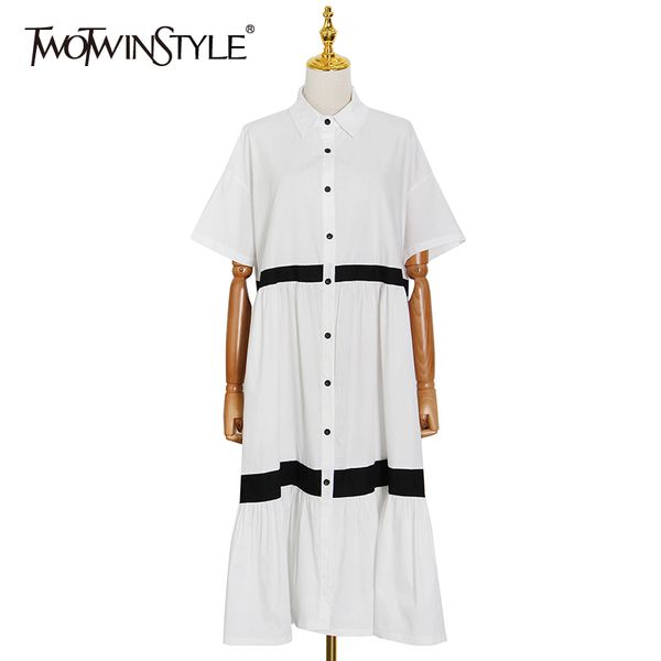 loose patchwork dress for women lapel short sleeve hit color casual midi dresses female fashion clothing 210423, Black;gray
loose patchwork dress for women lapel short sleeve hit color casual midi dresses female fashion clothing 210423, Black;gray