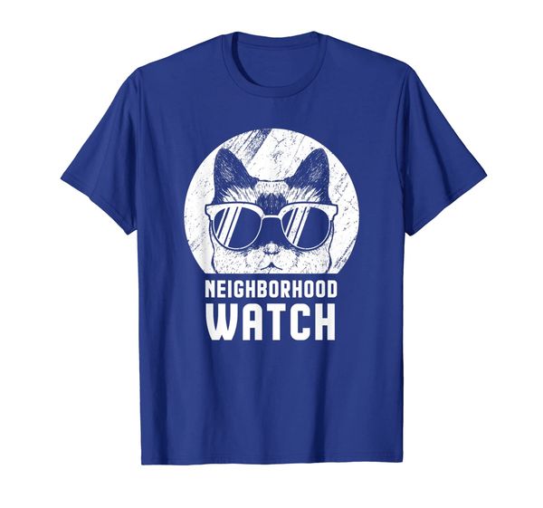 cat neighborhood watch funny t-shirt, White;black