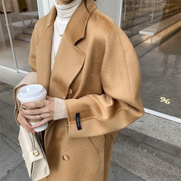 women's wool & blends 2021 korean version of dalian water corrugated double-sided cashmere coat british double row button, Black
women's wool & blends 2021 korean version of dalian water corrugated double-sided cashmere coat british double row button, Black