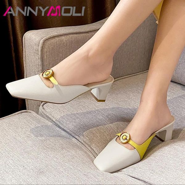 dress shoes annymoli genuine leather high heel pumps metal decoration mules women square toe block heels ladies footwear summer beige, Black
dress shoes annymoli genuine leather high heel pumps metal decoration mules women square toe block heels ladies footwear summer beige, Black