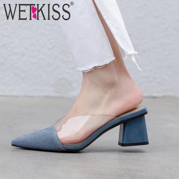 slippers wetkiss kid suede woman pointed toe footwear high heels slides transparent pvc shoes female mules women summer, Black
slippers wetkiss kid suede woman pointed toe footwear high heels slides transparent pvc shoes female mules women summer, Black