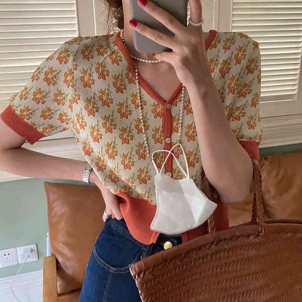women's knits & tees summer cardigans loose women 2021 fashion sweaters soft outwear short casual floral printing knitted coat omvr, White 
women's knits & tees summer cardigans loose women 2021 fashion sweaters soft outwear short casual floral printing knitted coat omvr, White