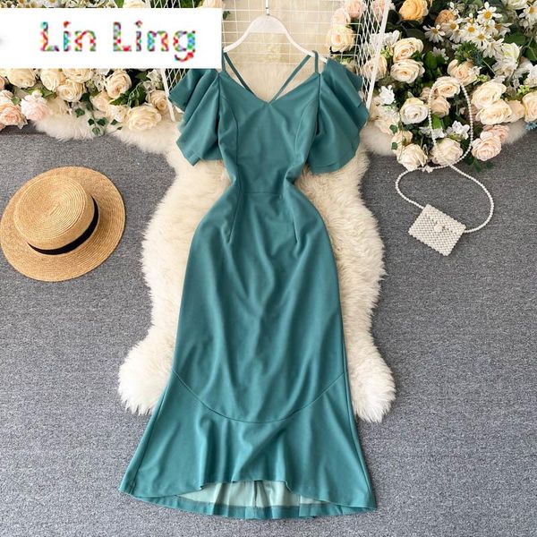 casual dresses linling korean style summer backless solid a-line bandage pencil party dress elegant vestidos 2021 robe women, Black;gray
casual dresses linling korean style summer backless solid a-line bandage pencil party dress elegant vestidos 2021 robe women, Black;gray