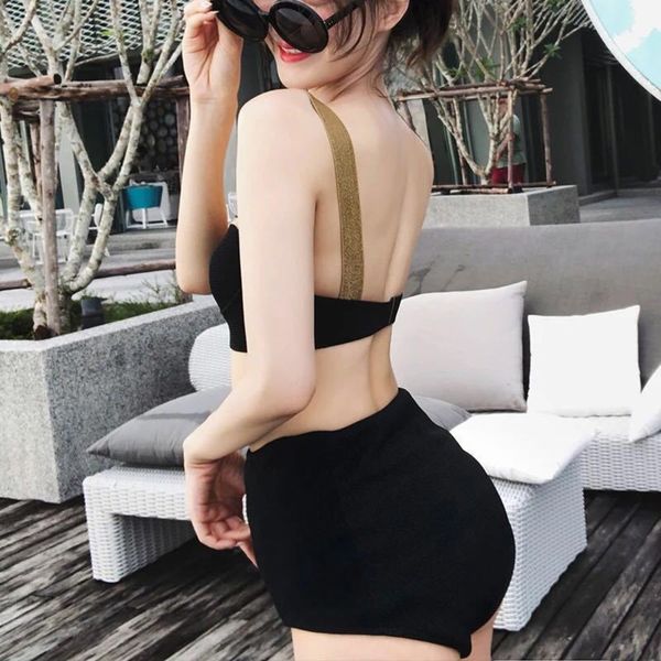 and piece women's steel support split triangle swimsuit high waist spring, White;black
and piece women's steel support split triangle swimsuit high waist spring, White;black