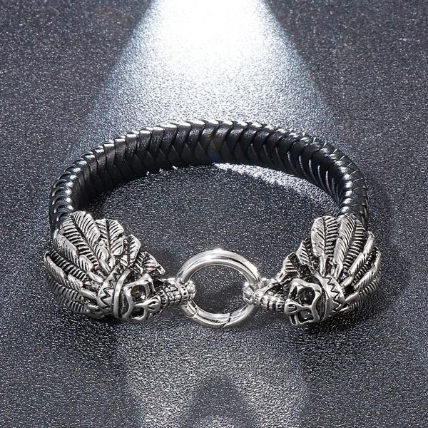 charm bracelets jewels store 12mm leather braided bracelet skull patriarch stainless steel symbol for man js38190-d, Golden;silver
charm bracelets jewels store 12mm leather braided bracelet skull patriarch stainless steel symbol for man js38190-d, Golden;silver