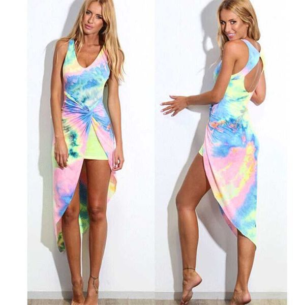 dress 2021 women's summer skirt tie dyed round neck irregular split back, Black;gray
dress 2021 women's summer skirt tie dyed round neck irregular split back, Black;gray