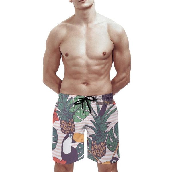 toucans pineapple leaves print men's cool beach shorts summer swim trunks quick dry mesh lining board with pockets, White;black
toucans pineapple leaves print men's cool beach shorts summer swim trunks quick dry mesh lining board with pockets, White;black