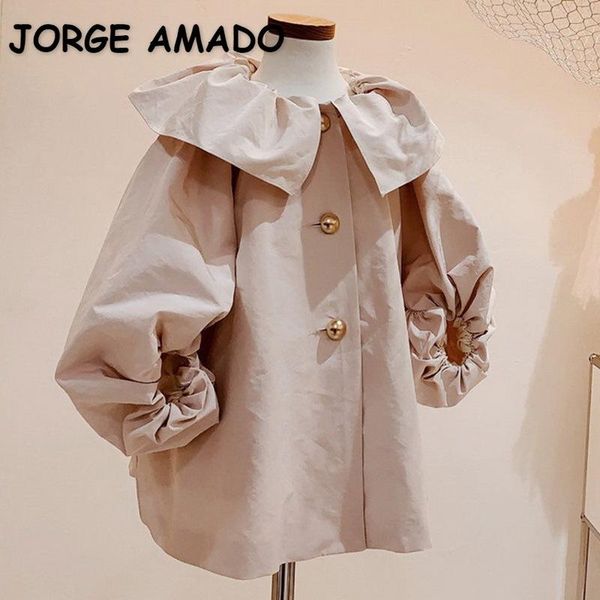 korean style spring girl trench ruffles collar long puff sleeves coat cute outwear children fashion clothes e0415, Blue;gray
korean style spring girl trench ruffles collar long puff sleeves coat cute outwear children fashion clothes e0415, Blue;gray