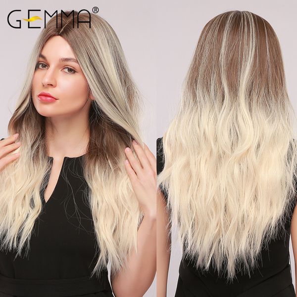 long wavy synthetic wig ombre brown blonde highlight wigs for black women middle part cosplay hair high temperature fiber
long wavy synthetic wig ombre brown blonde highlight wigs for black women middle part cosplay hair high temperature fiber
