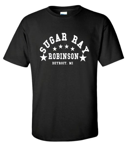 sugar ray robinson boxing icon training gym mens t-shirt, White;black