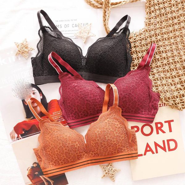 bras sets young girls romantic lace bra and panty set wireless thin cup adjustable underwear women push up lingerie suits, Red;black
bras sets young girls romantic lace bra and panty set wireless thin cup adjustable underwear women push up lingerie suits, Red;black