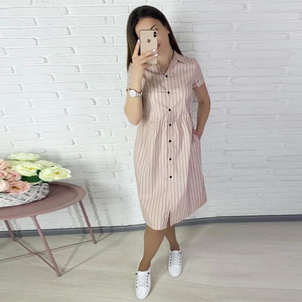 dress women summer casual straight striped short sleeve turn-down collar knee length female buttons vestidos wsd1, Black;gray
dress women summer casual straight striped short sleeve turn-down collar knee length female buttons vestidos wsd1, Black;gray