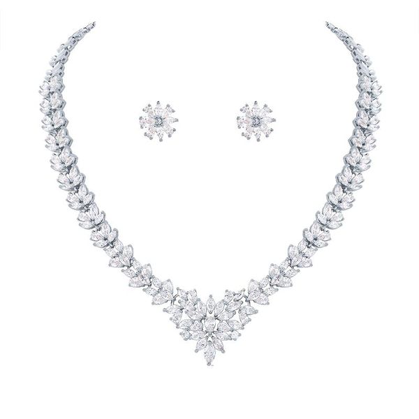 earrings & necklace weiman jewelry factory outlet sparkly cubic zirconia cz and earring luxury flower design wedding bridal set, Silver
earrings & necklace weiman jewelry factory outlet sparkly cubic zirconia cz and earring luxury flower design wedding bridal set, Silver