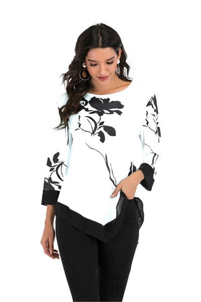 plus size s 5xl womens tee spring polyester autumn floral print t shirt casual o neck irregular large top, White
plus size s 5xl womens tee spring polyester autumn floral print t shirt casual o neck irregular large top, White