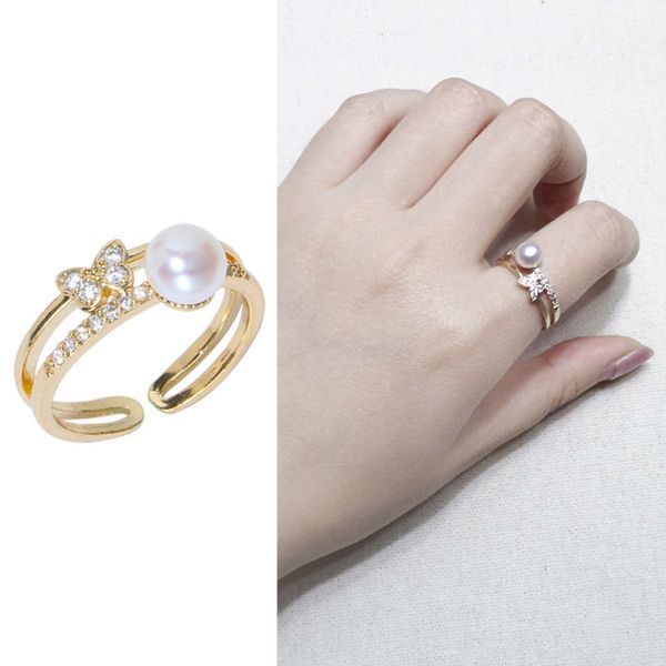 simple fashion new butterfly fresh water pearl personalized hand adjustable ring jewelry, Black
simple fashion new butterfly fresh water pearl personalized hand adjustable ring jewelry, Black