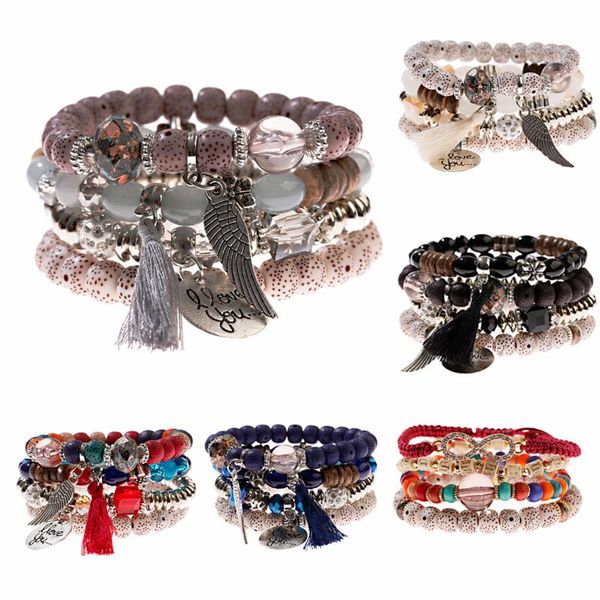 beaded, strands 4pcs/set fashion multilayer crystal lava stone beads wing tassel bracelets & bangles pulseras mujer jewelry for women gift, Black
beaded, strands 4pcs/set fashion multilayer crystal lava stone beads wing tassel bracelets & bangles pulseras mujer jewelry for women gift, Black