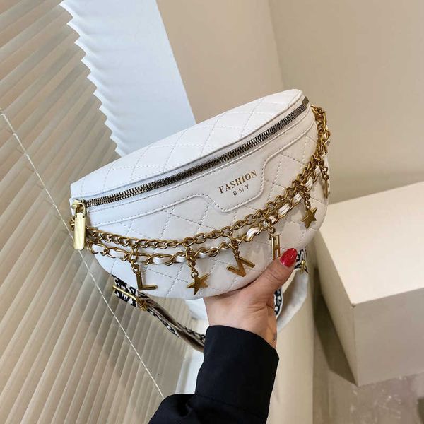bag women's 2021 korean fashion chest embroidered thread texture chain single shoulder menger waist