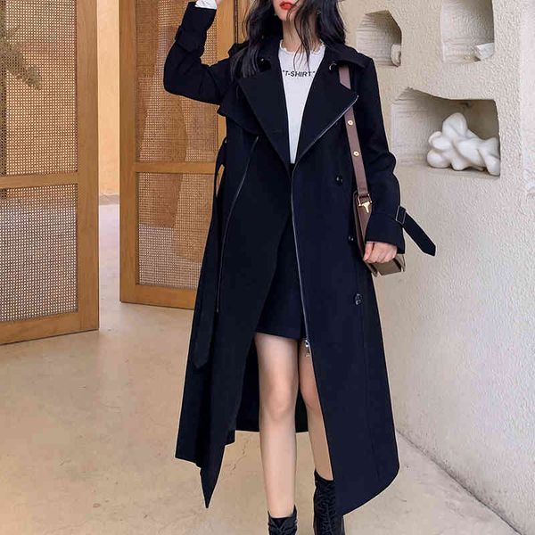 wool 2021 spring blacck double breasted trench coat British overcoats of knee, Black
wool 2021 spring blacck double breasted trench coat British overcoats of knee, Black