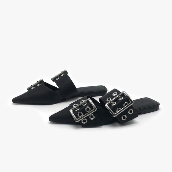 slippers fashion flat shoes women rivet sandals wedges for, Black