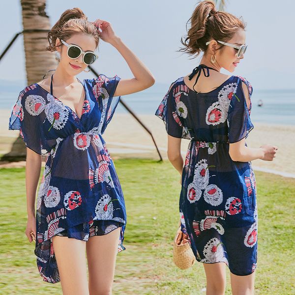 three bikini split piece fashion printing with big chest and gathered swimsuit 031822, White;black
three bikini split piece fashion printing with big chest and gathered swimsuit 031822, White;black