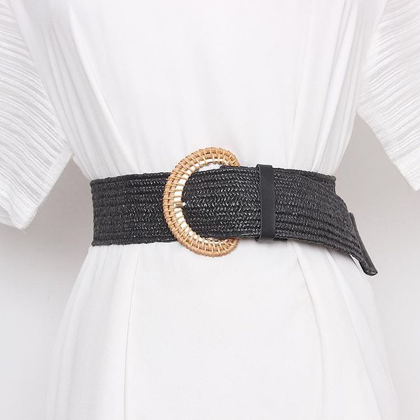 belts women's runway fashion knitted cummerbunds female dress corsets waistband decoration wide belt tb1548, Black;brown
