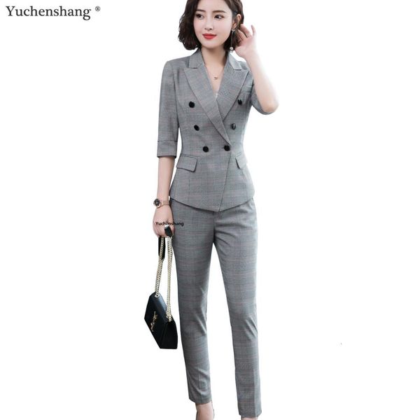 women's suits & blazers casual women plaid pant for business work wear summer spring half sleeve blazer with set 9w7l, White;black
women's suits & blazers casual women plaid pant for business work wear summer spring half sleeve blazer with set 9w7l, White;black