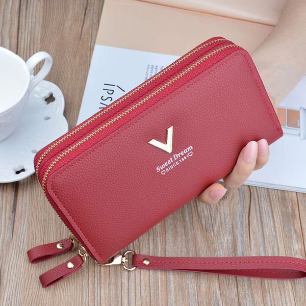 double zipper women's wallet long large capacity hand bag double soft leather zero korean multi card mobile phone, Red;black
double zipper women's wallet long large capacity hand bag double soft leather zero korean multi card mobile phone, Red;black