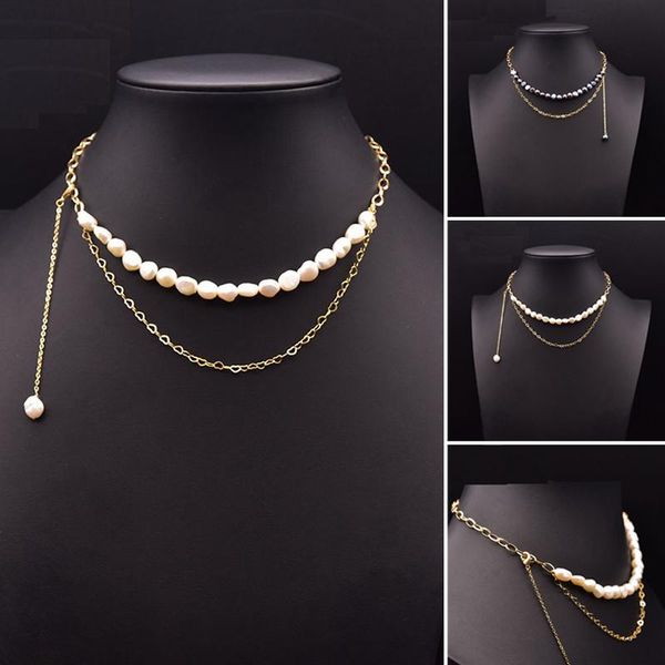 chains natural double layer freshwater baroque white black pearl necklace for women party original ethnic exquisite jewelry accessories, Silver
chains natural double layer freshwater baroque white black pearl necklace for women party original ethnic exquisite jewelry accessories, Silver